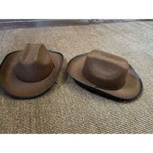 lot of 2 Kids Halloween Western Cowboy Hats (see pics for dimensions)